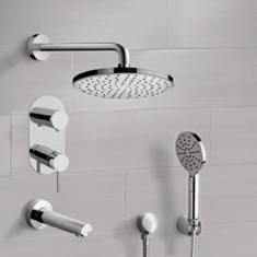 Tub and Shower Faucet Set with Handheld and Rain Shower Head